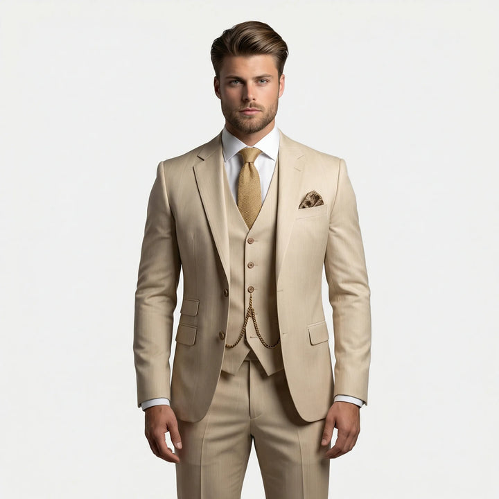 Moderner Herren Businessanzug "Yannick" als Slim Fit Dreiteiler, für seriöse Auftritte & Konferenzen.