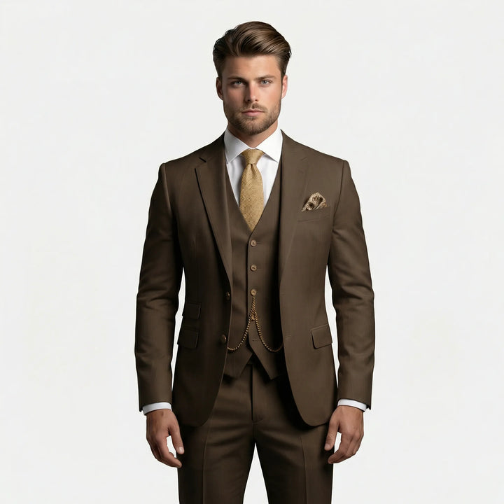 Hochwertiger Herren Dreiteiler Anzug "Yannick" mit moderner Slim Fit Passform für stilvolle Herren.