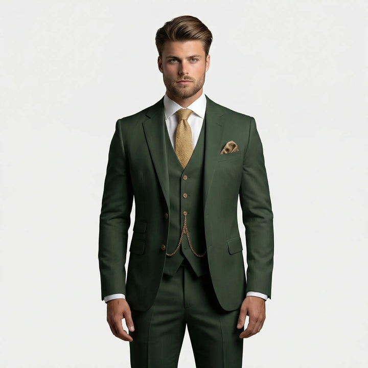 Komplettes Herren Outfit: Slim Fit Dreiteiler Anzug "Yannick" für Business, Hochzeiten & Gala.
