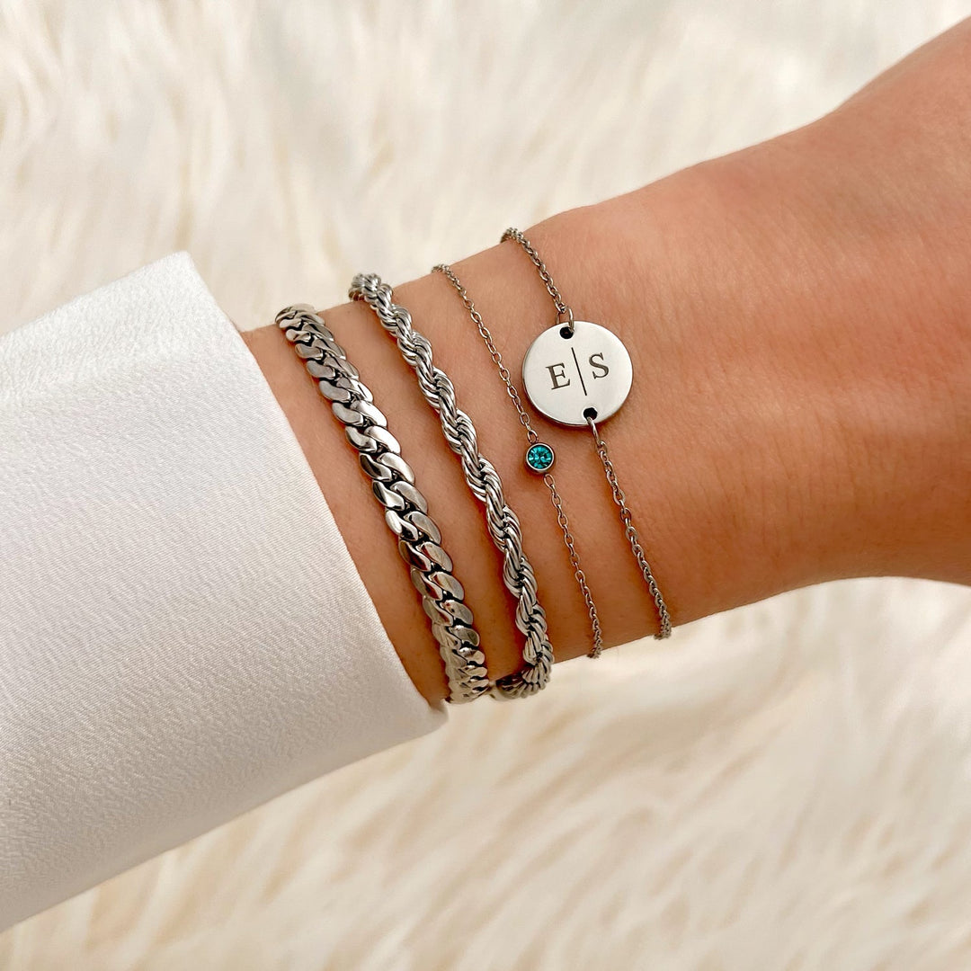 Zeitloses Damen Geburtsstein-Armband, runder Edelstein, vielseitig.