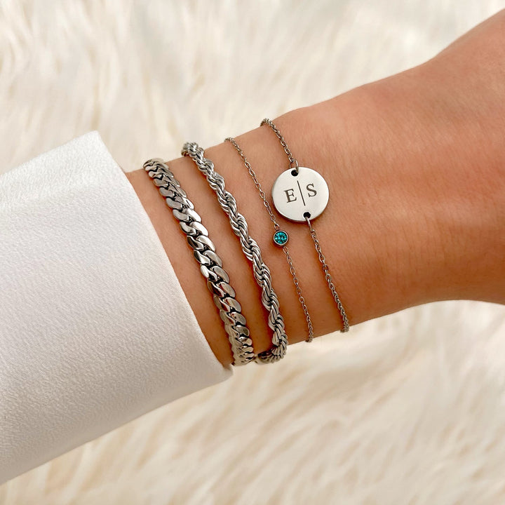 Zeitloses Damen Geburtsstein-Armband, runder Edelstein, vielseitig.